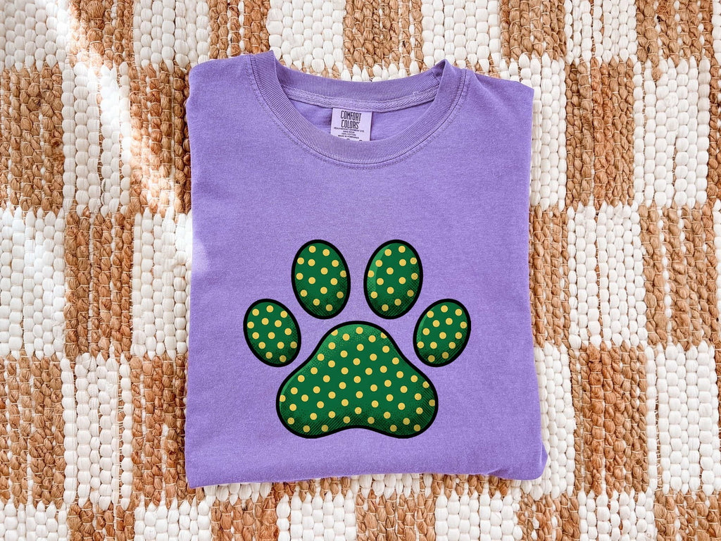 Paw Mark Shirt St Patrick's Day Cat Gift Women Hand Drawn Tee Paw Print T-Shirt Shamrock Fan Claw Graphic Tshirt Old School Spot Pattern