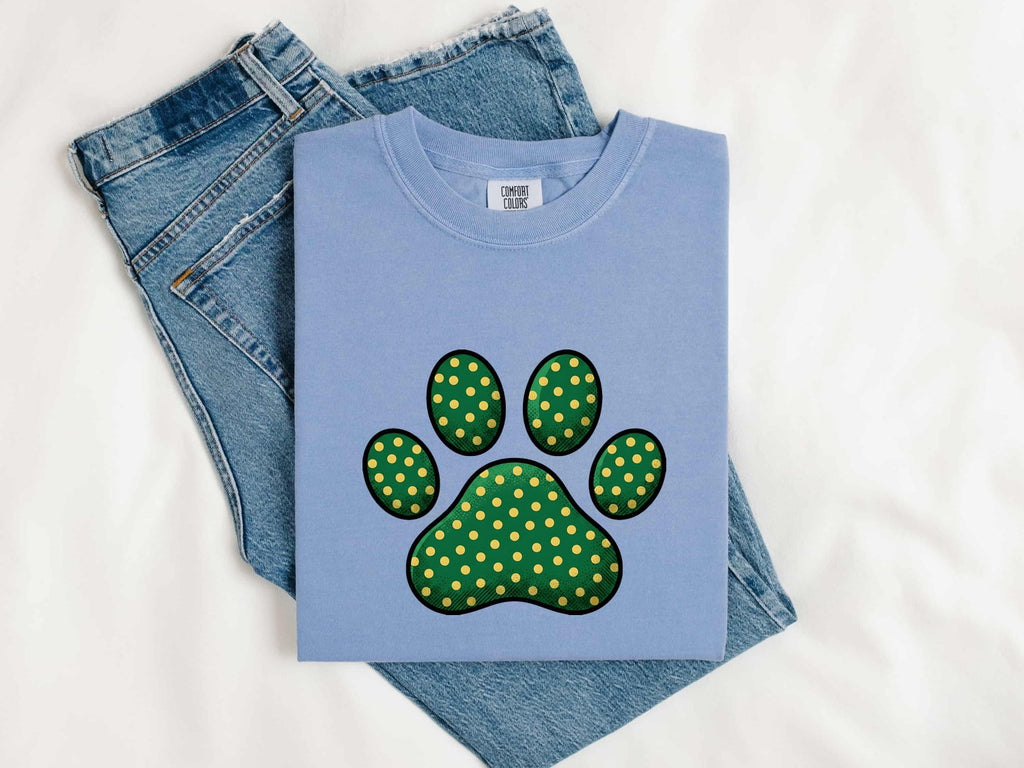 Paw Mark Shirt St Patrick's Day Cat Gift Women Hand Drawn Tee Paw Print T-Shirt Shamrock Fan Claw Graphic Tshirt Old School Spot Pattern