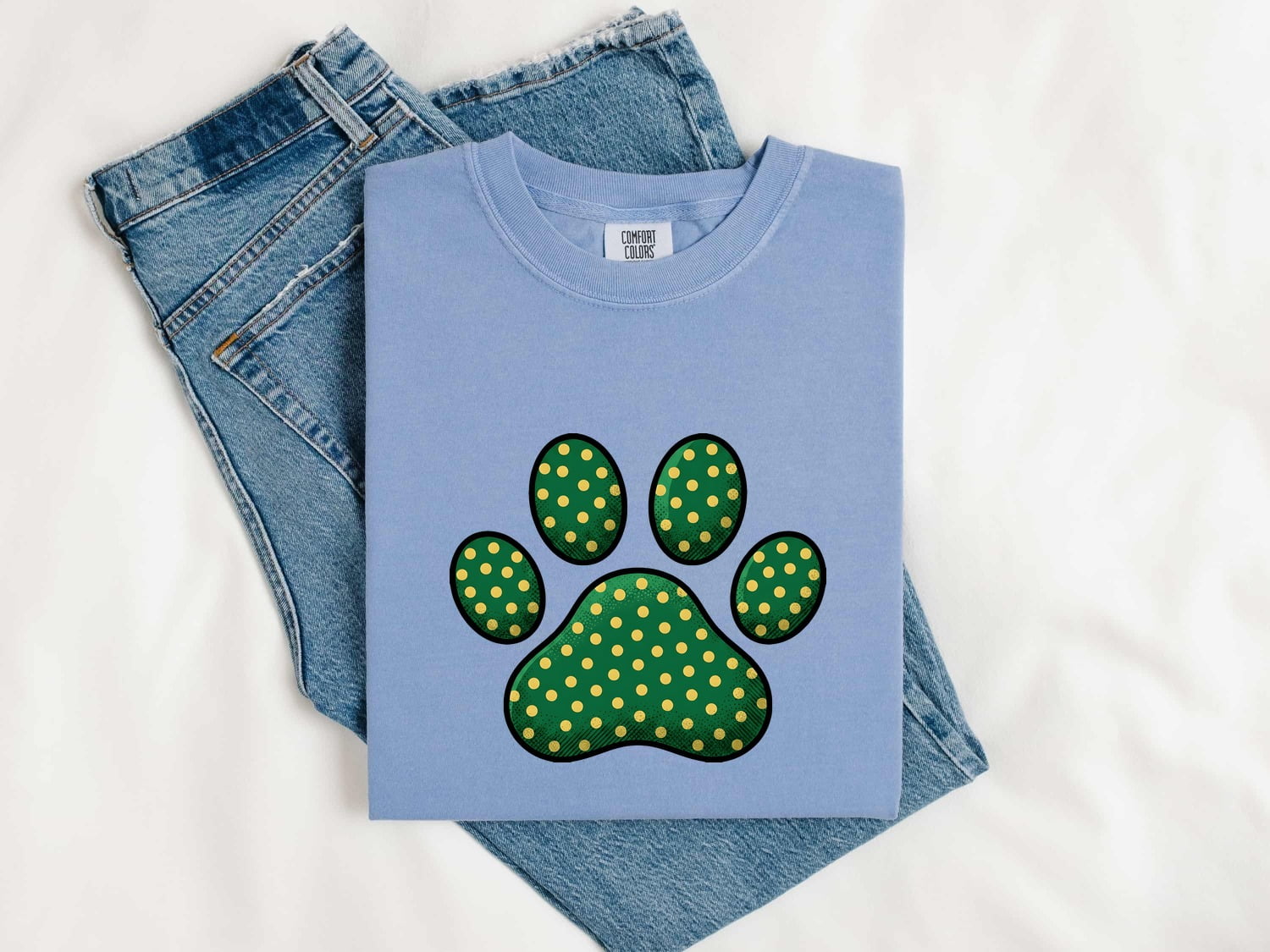 Paw Mark Shirt St Patrick's Day Cat Gift Women Hand Drawn Tee Paw Print T-Shirt Shamrock Fan Claw Graphic Tshirt Old School Spot Pattern
