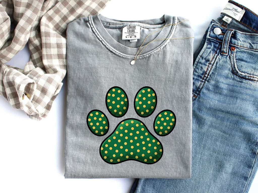 Paw Mark Shirt St Patrick's Day Cat Gift Women Hand Drawn Tee Paw Print T-Shirt Shamrock Fan Claw Graphic Tshirt Old School Spot Pattern