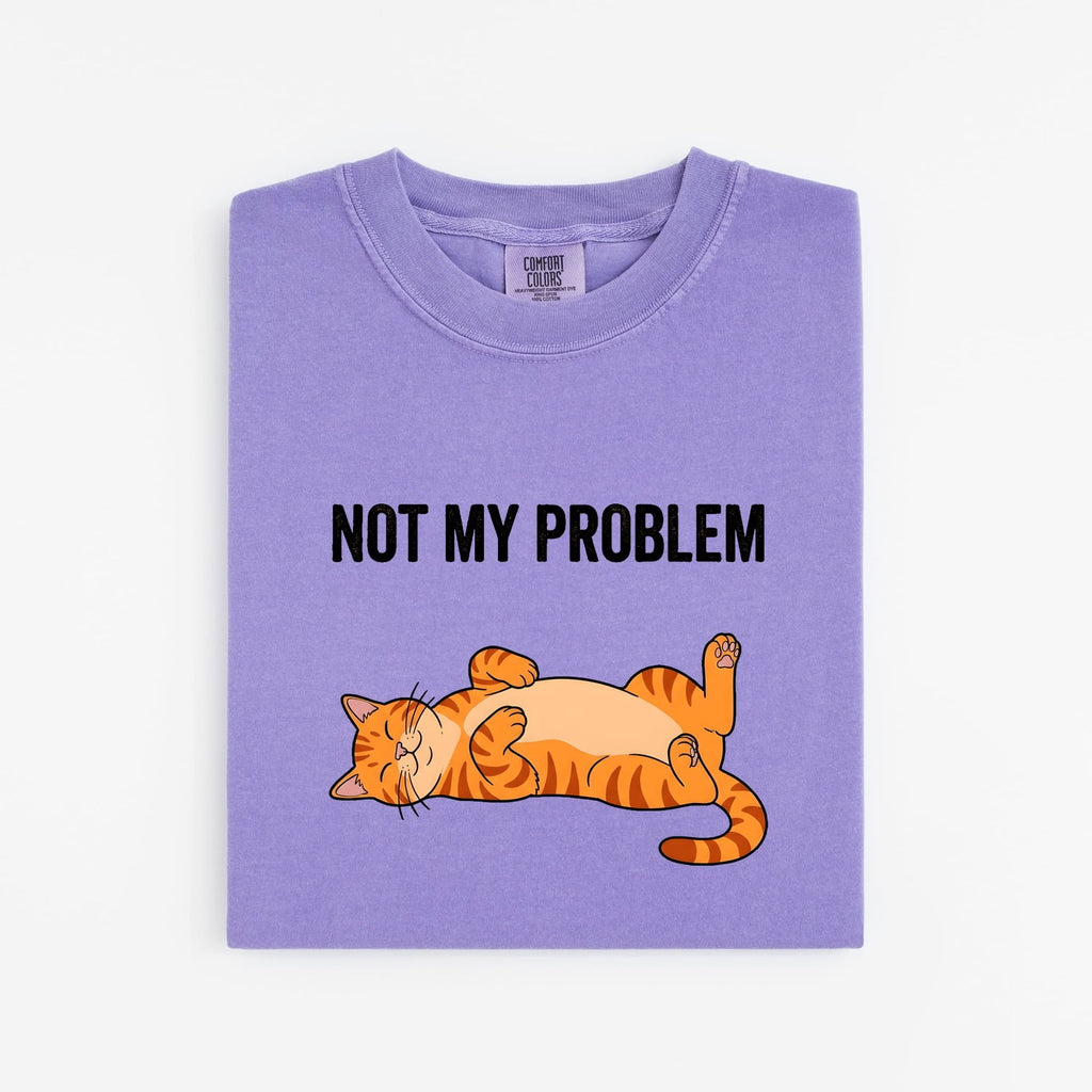 Orange Tabby Cat Shirt Cat Humor Gift Women Cartoon Tee Kitty T-Shirt Feline Fan Cartoonish Tshirt Funny Graphic Minimalist Relaxed Pose