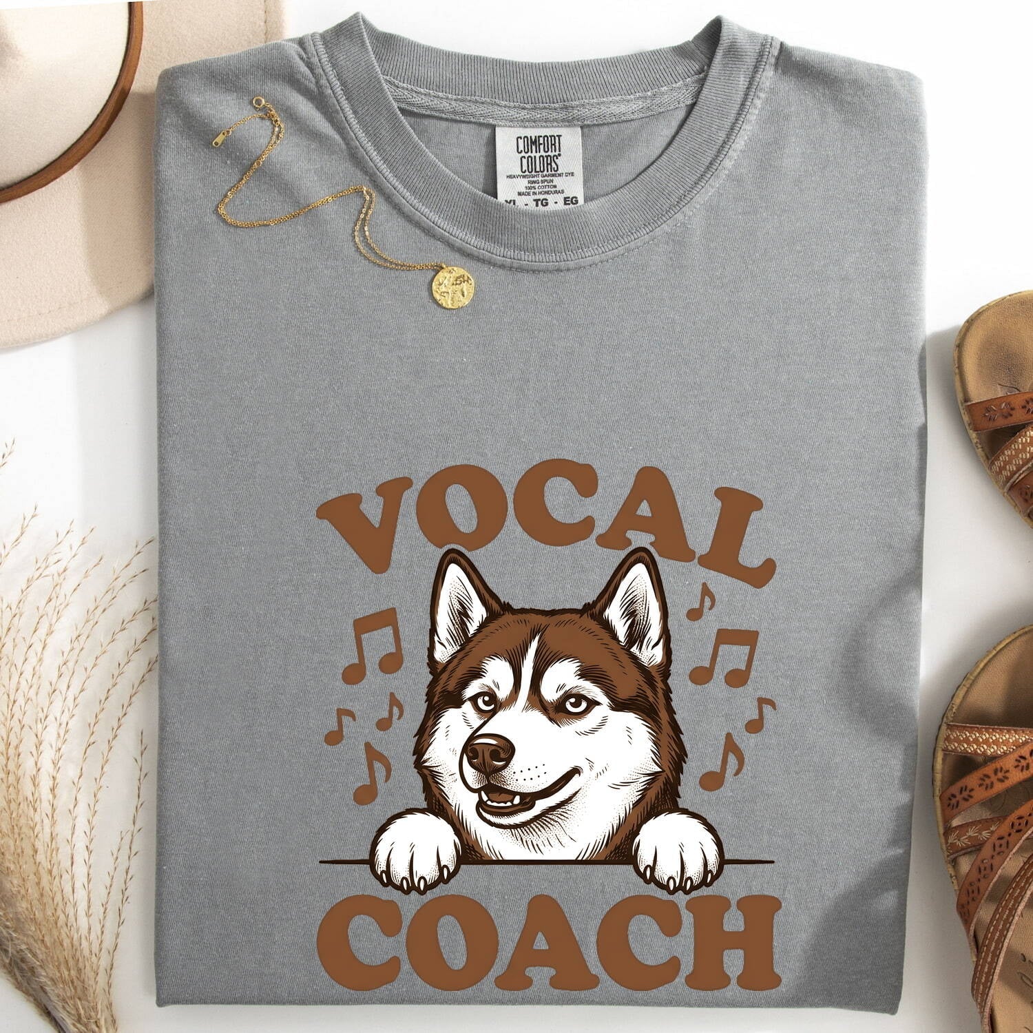 Husky Puppy Shirt Dog Jokes Gift Women Sketch Tee Siberian Husky T-Shirt Dog Fan Husky Drawing Pun Graphic Vintage Musical Symbols Tshirt