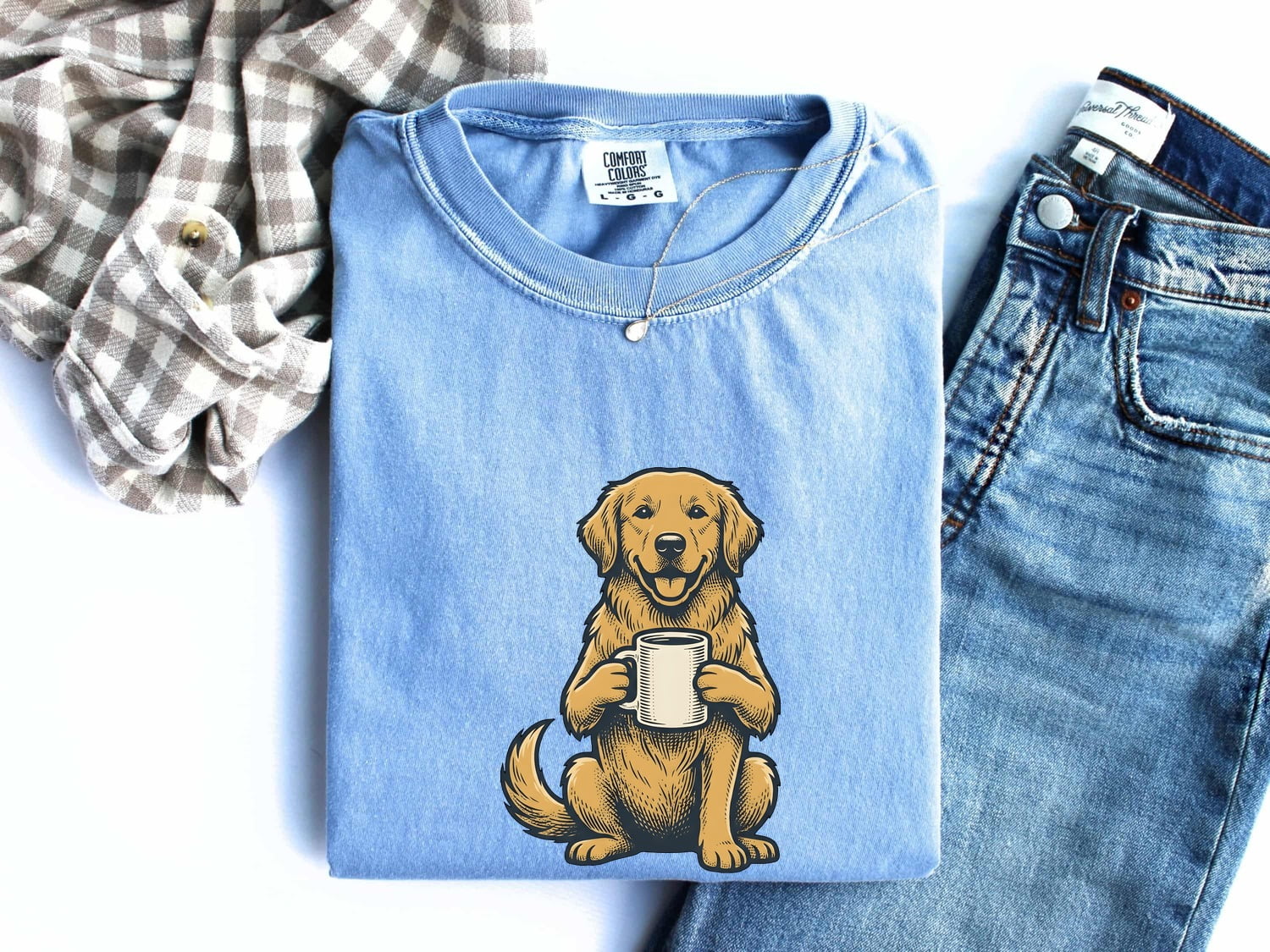 Golden Retriever Shirt Dog Cappuccino Gift Women Sketch Tee Retriever T-Shirt Dog Fan Drawing Design Coffee Tshirt Cartoon Tea Cup Tshirt