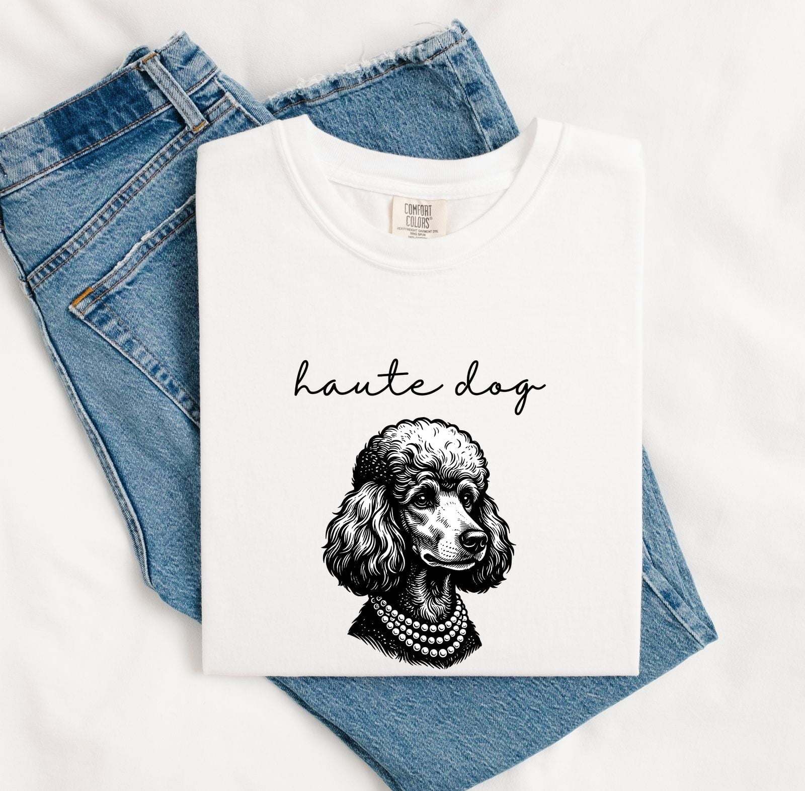 Toy Poodle Shirt Dog Apparel Gift Women Old School Tee Poodle T-Shirt Dog Fan Poodle Art Tshirt Clothing Graphic Line Art Pearl Strand