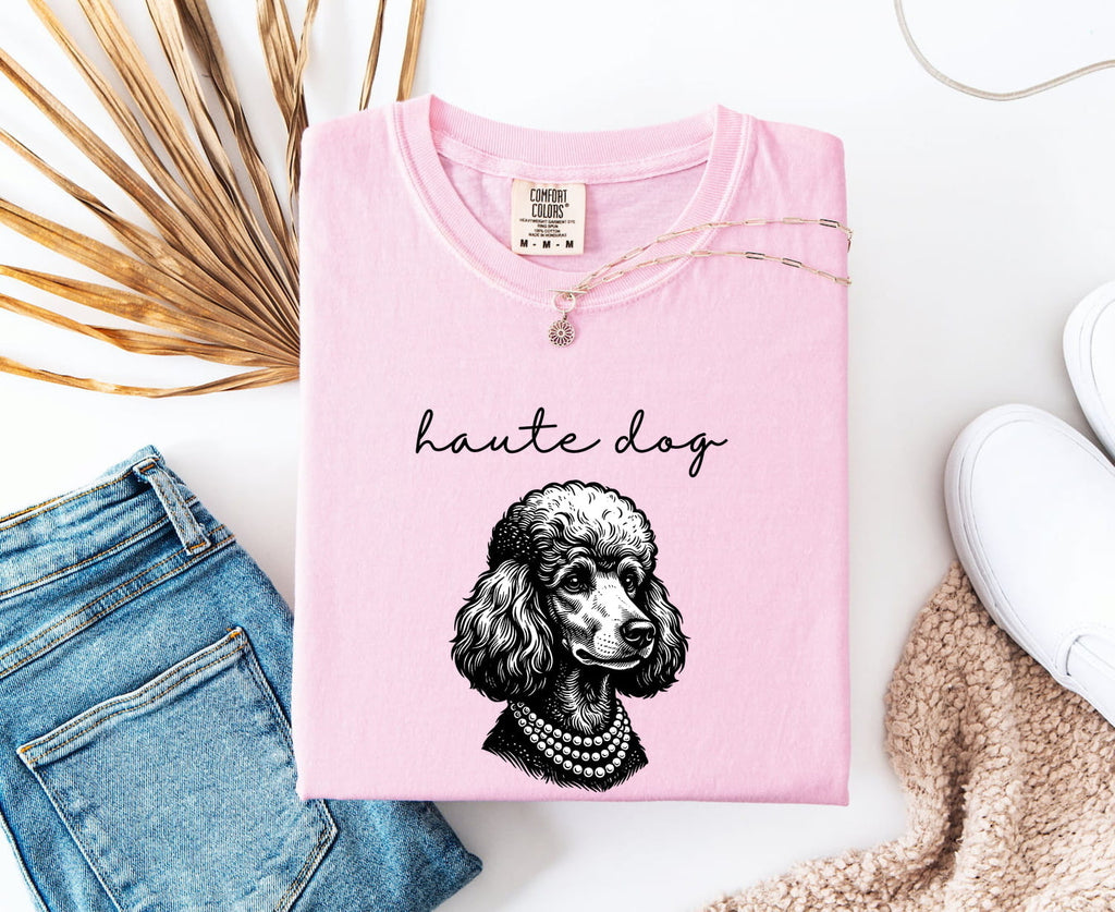 Toy Poodle Shirt Dog Apparel Gift Women Old School Tee Poodle T-Shirt Dog Fan Poodle Art Tshirt Clothing Graphic Line Art Pearl Strand