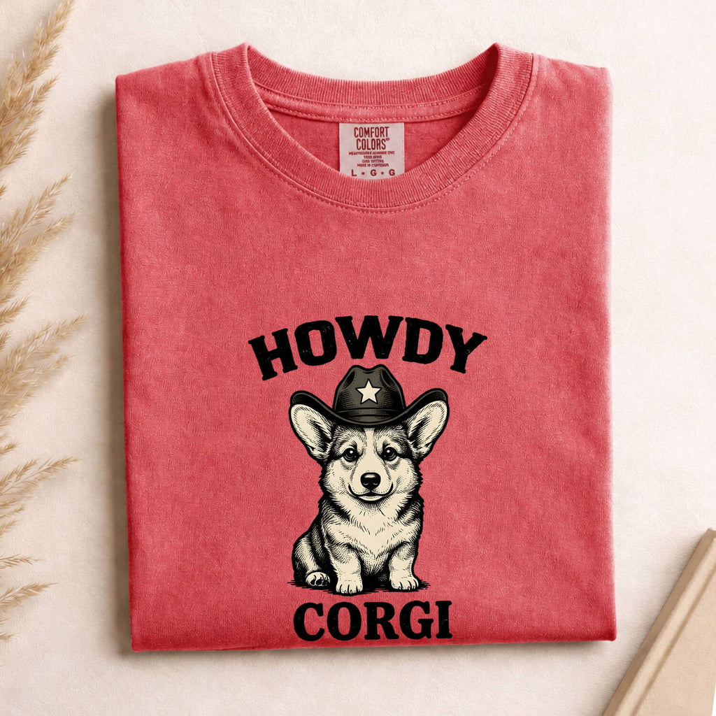 Corgi Cowboy Shirt Dog Rodeo Gift Women Hand Drawn Tee Pembroke Welsh Corgi T-Shirt Dog Fan Corgi Illustration Rodeo Graphic Tshirt Cartoon
