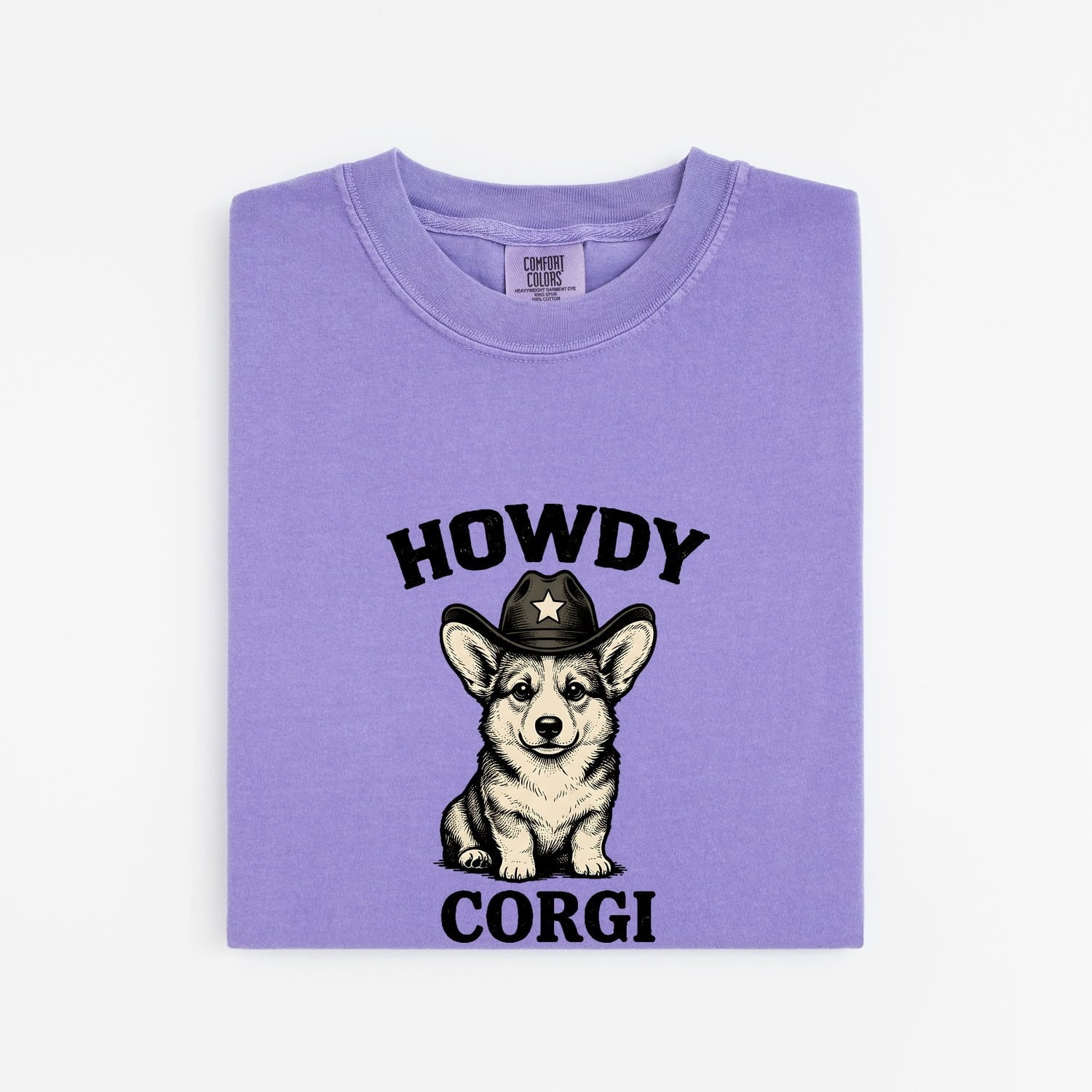 Corgi Cowboy Shirt Dog Rodeo Gift Women Hand Drawn Tee Pembroke Welsh Corgi T-Shirt Dog Fan Corgi Illustration Rodeo Graphic Tshirt Cartoon