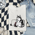 Sled Dog Shirt Dog Comedy Gift Women Line Art Tee Husky T-Shirt Dog Fan Minimalist Tshirt Humor Graphic Cartoon Fizzy Drink Bottle Tshirt