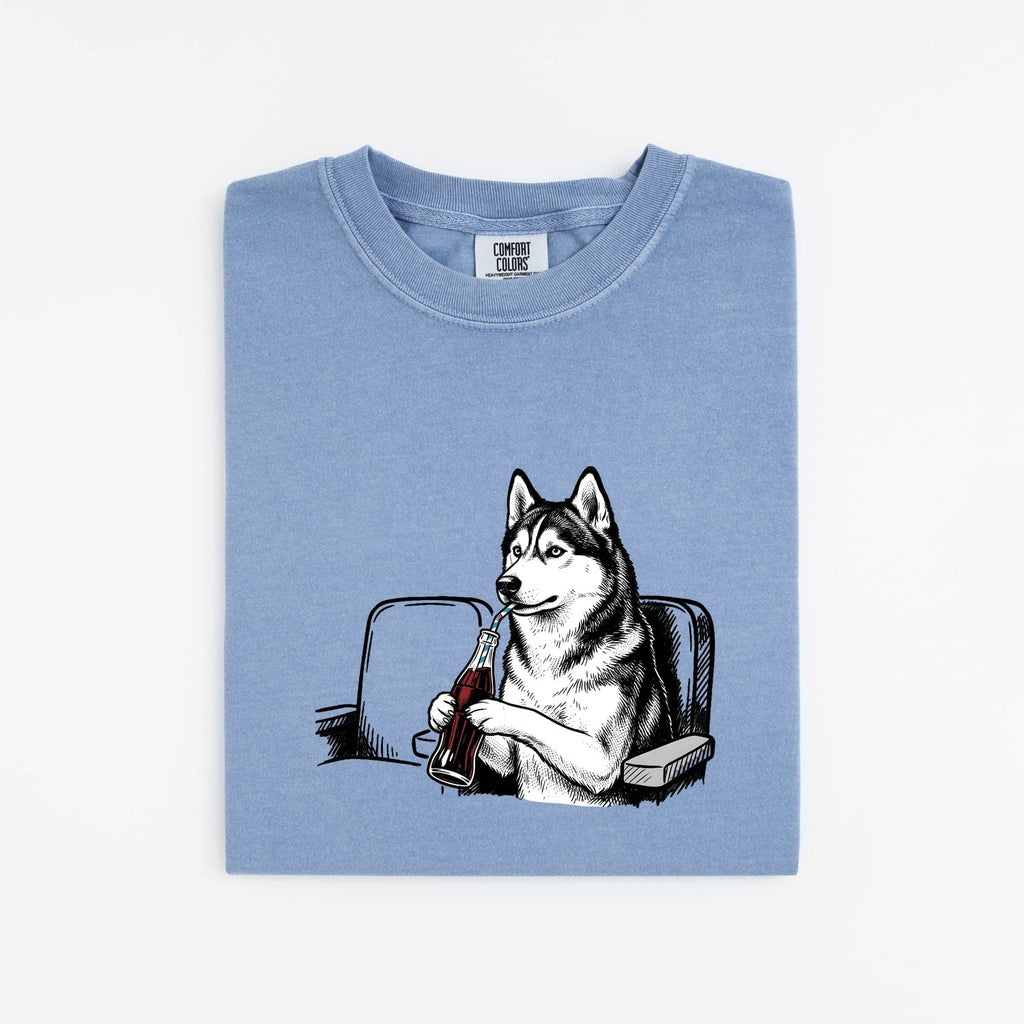 Sled Dog Shirt Dog Comedy Gift Women Line Art Tee Husky T-Shirt Dog Fan Minimalist Tshirt Humor Graphic Cartoon Fizzy Drink Bottle Tshirt