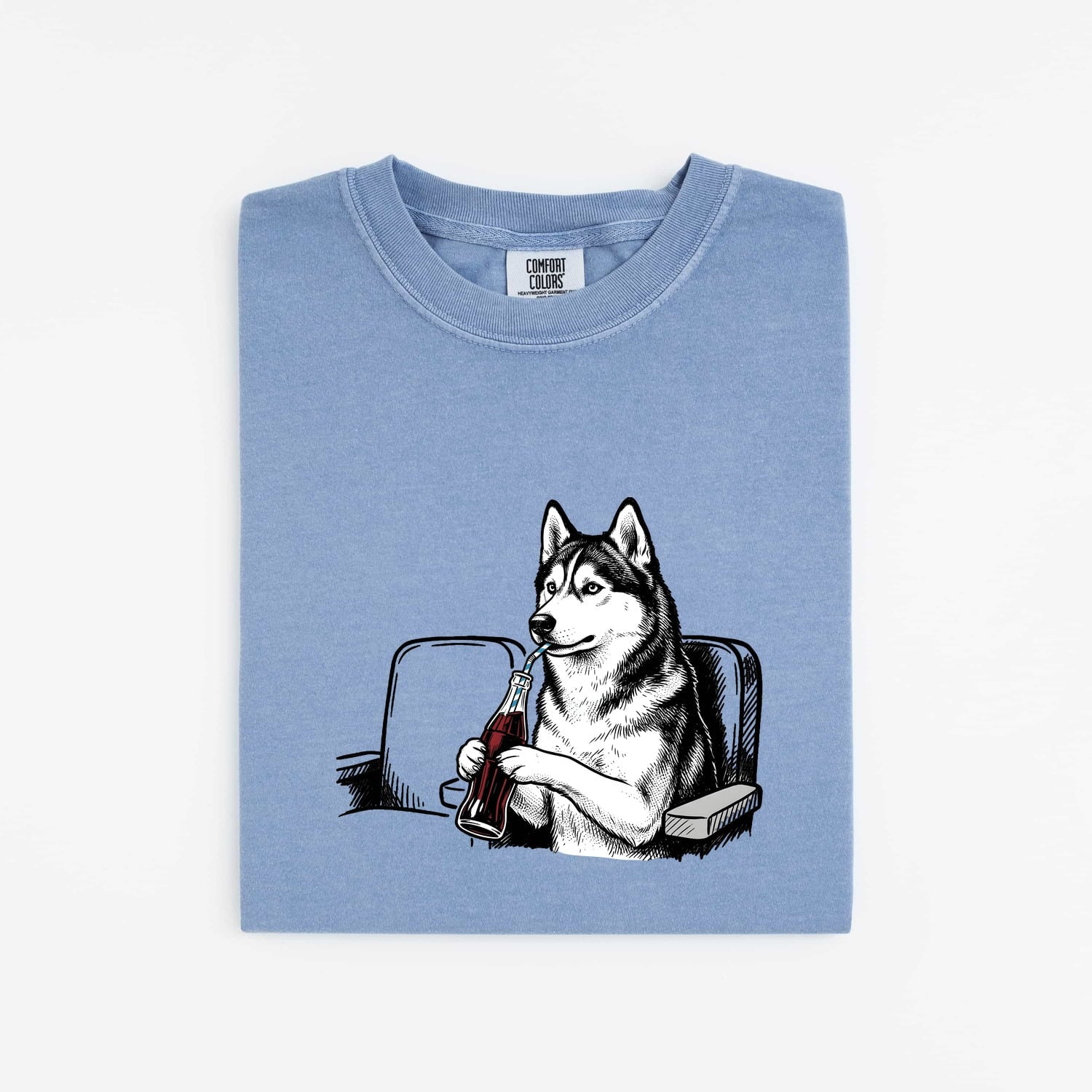 Sled Dog Shirt Dog Comedy Gift Women Line Art Tee Husky T-Shirt Dog Fan Minimalist Tshirt Humor Graphic Cartoon Fizzy Drink Bottle Tshirt