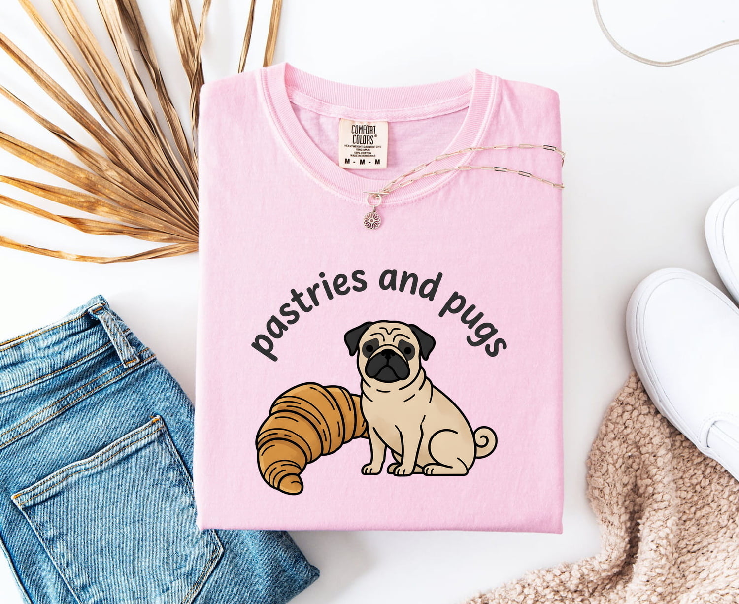 Pug Bakery Shirt Coffee Puppy Gift Women Whimsical Tee Dog Bakery T-Shirt Coffee Fan Cute Tshirt Puppy Illustration Minimal Bread Tshirt