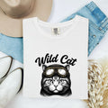 Feline Goggles Shirt Cat Wildlife Gift Women Old School Tee Cat Goggles T-Shirt Cat Fan Kitty Graphic Tshirt Wildlife Illustration Ink