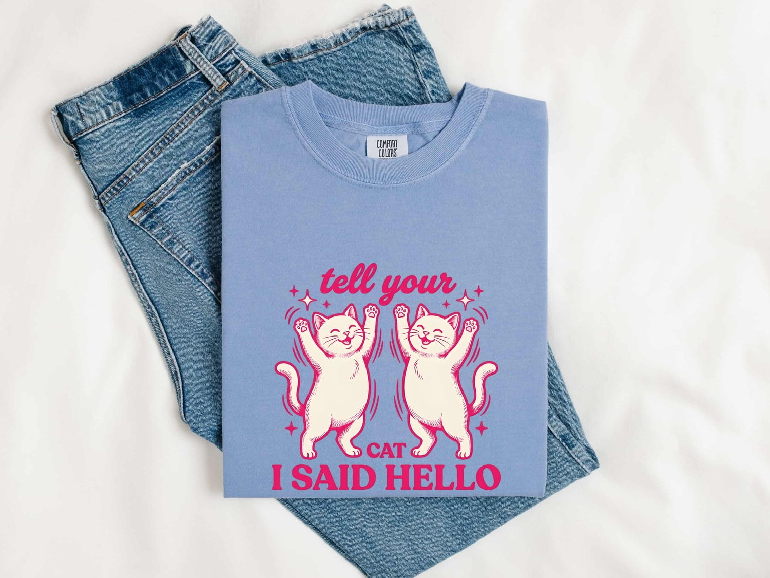 Smiling Cats Shirt for Women – Doodle Cartoon Glimmers Humor Kitten Graphic Tee