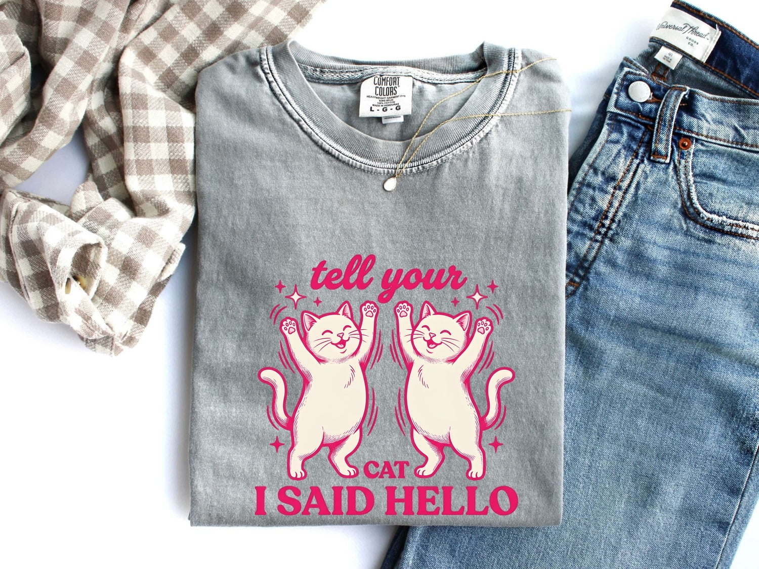 Smiling Cats Shirt for Women – Doodle Cartoon Glimmers Humor Kitten Graphic Tee