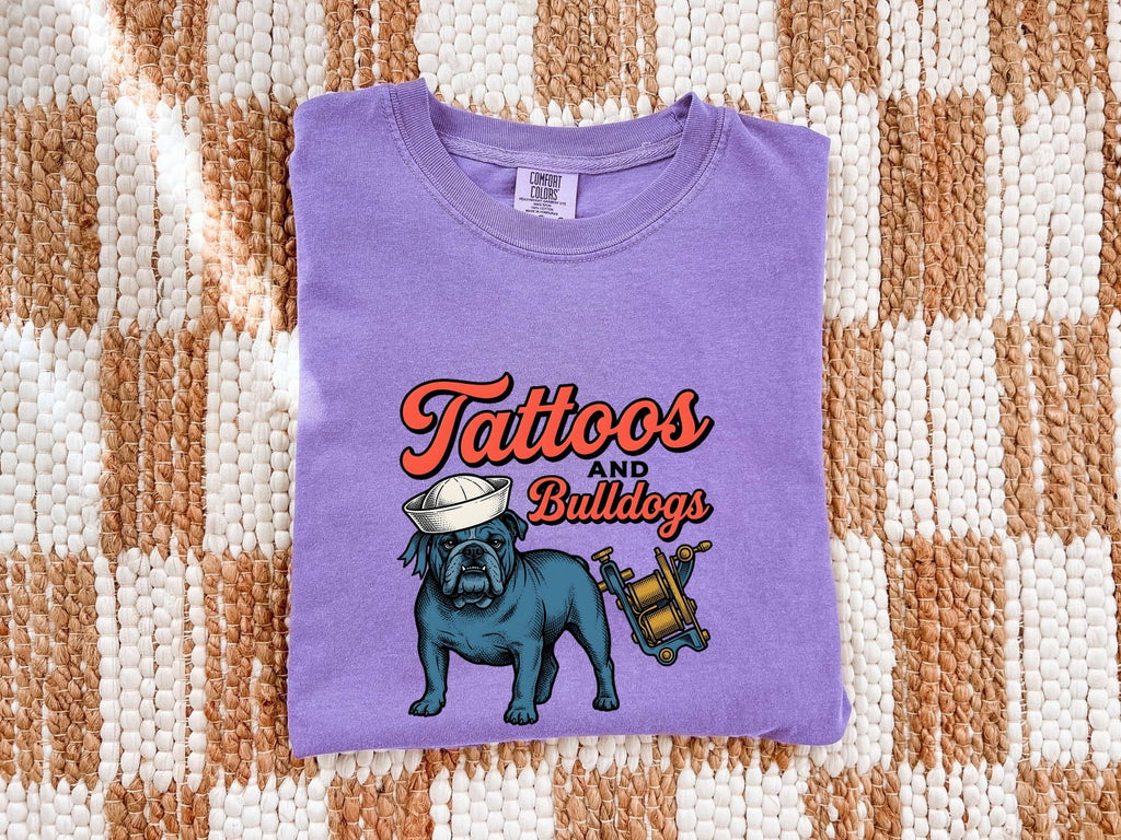 Bulldog Sailor Shirt Dog Tattoo Gift Women Vintage Tee Bulldog T-Shirt Dog Fan Vintage Tshirt Tattoo Design Retro Tattoo Machine Tshirt
