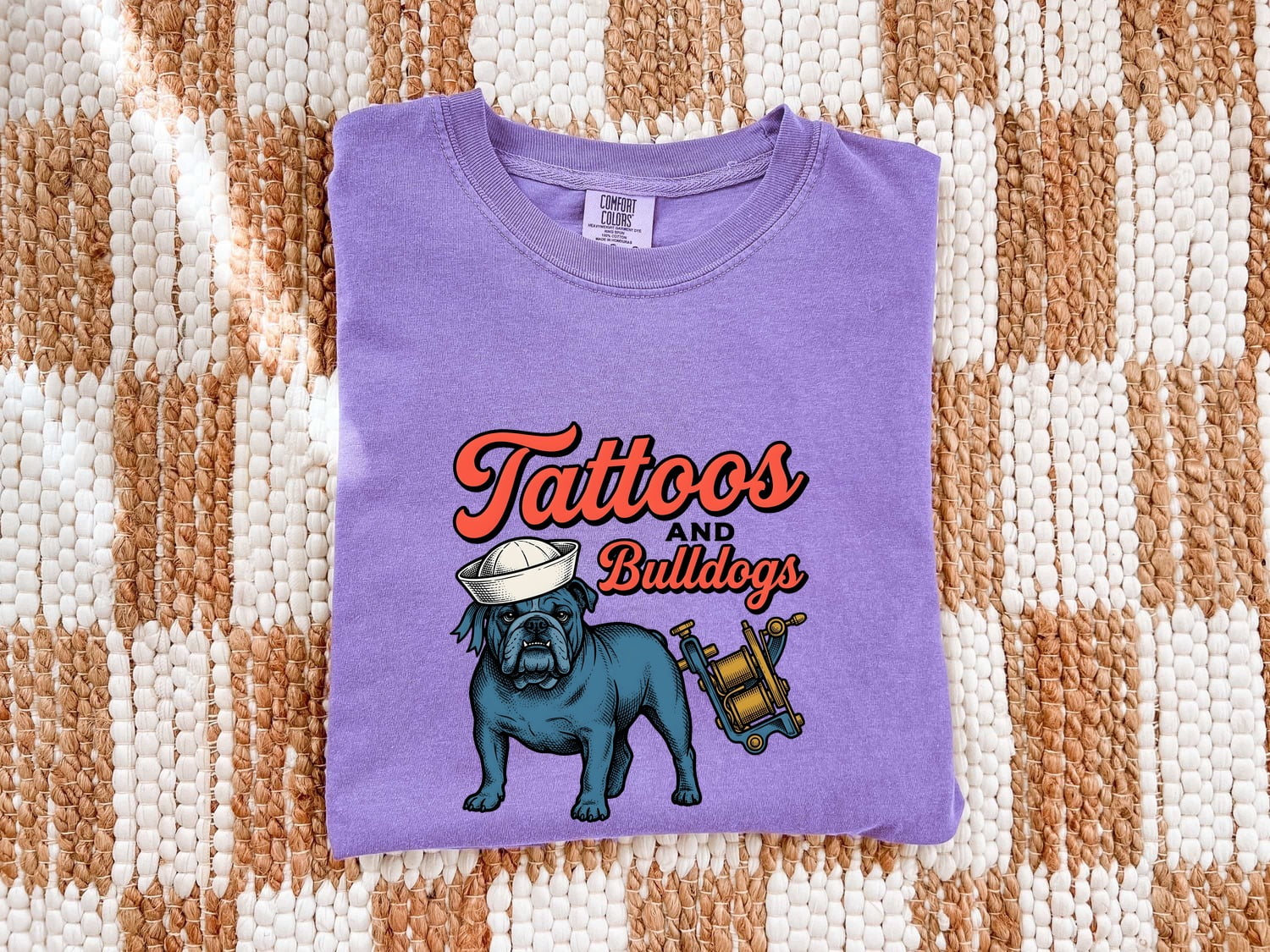 Bulldog Sailor Shirt Dog Tattoo Gift Women Vintage Tee Bulldog T-Shirt Dog Fan Vintage Tshirt Tattoo Design Retro Tattoo Machine Tshirt