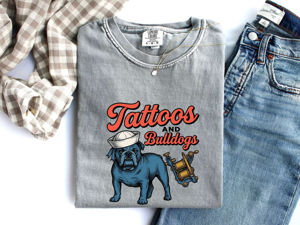 Bulldog Sailor Shirt Dog Tattoo Gift Women Vintage Tee Bulldog T-Shirt Dog Fan Vintage Tshirt Tattoo Design Retro Tattoo Machine Tshirt