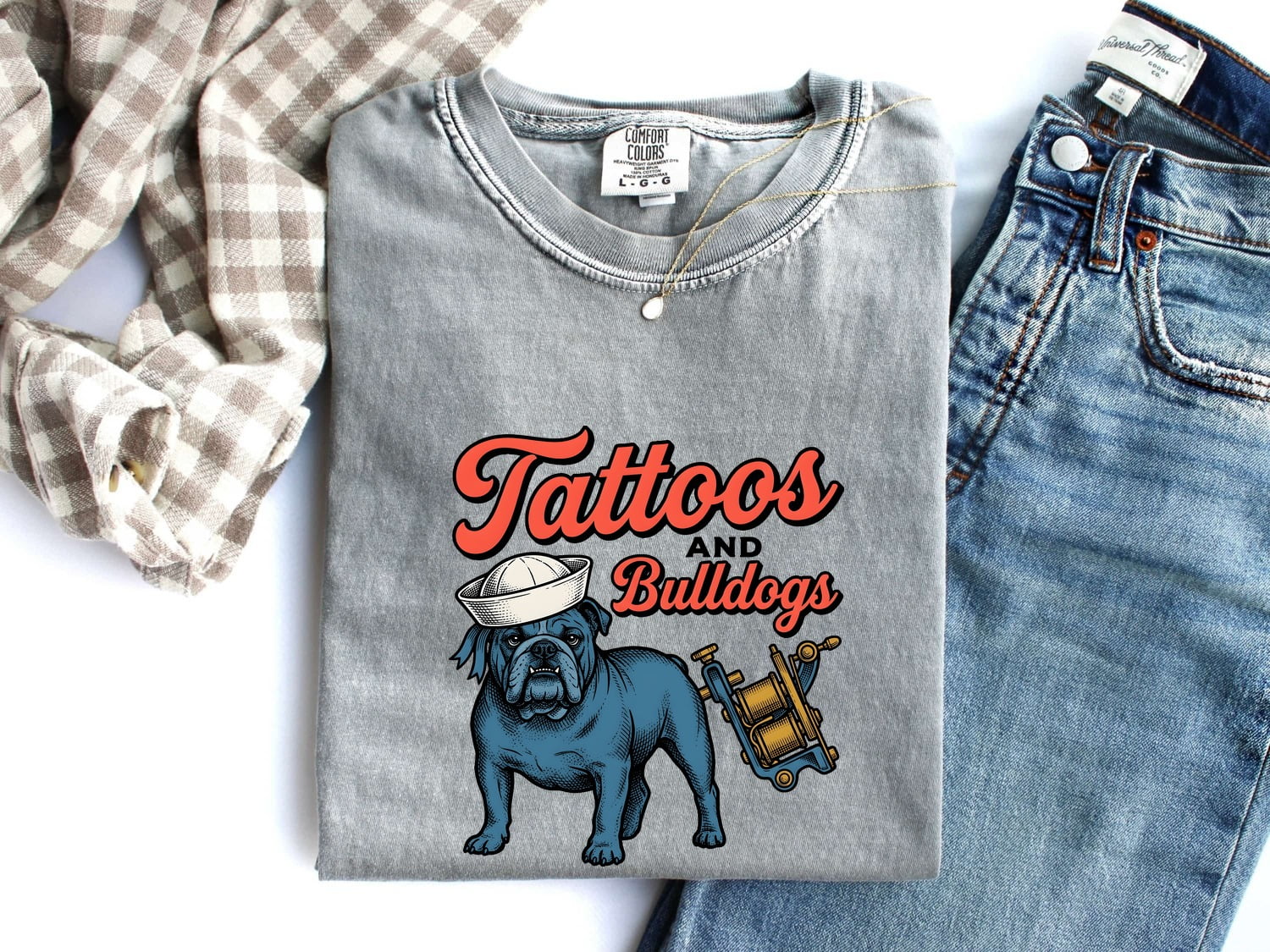 Bulldog Sailor Shirt Dog Tattoo Gift Women Vintage Tee Bulldog T-Shirt Dog Fan Vintage Tshirt Tattoo Design Retro Tattoo Machine Tshirt