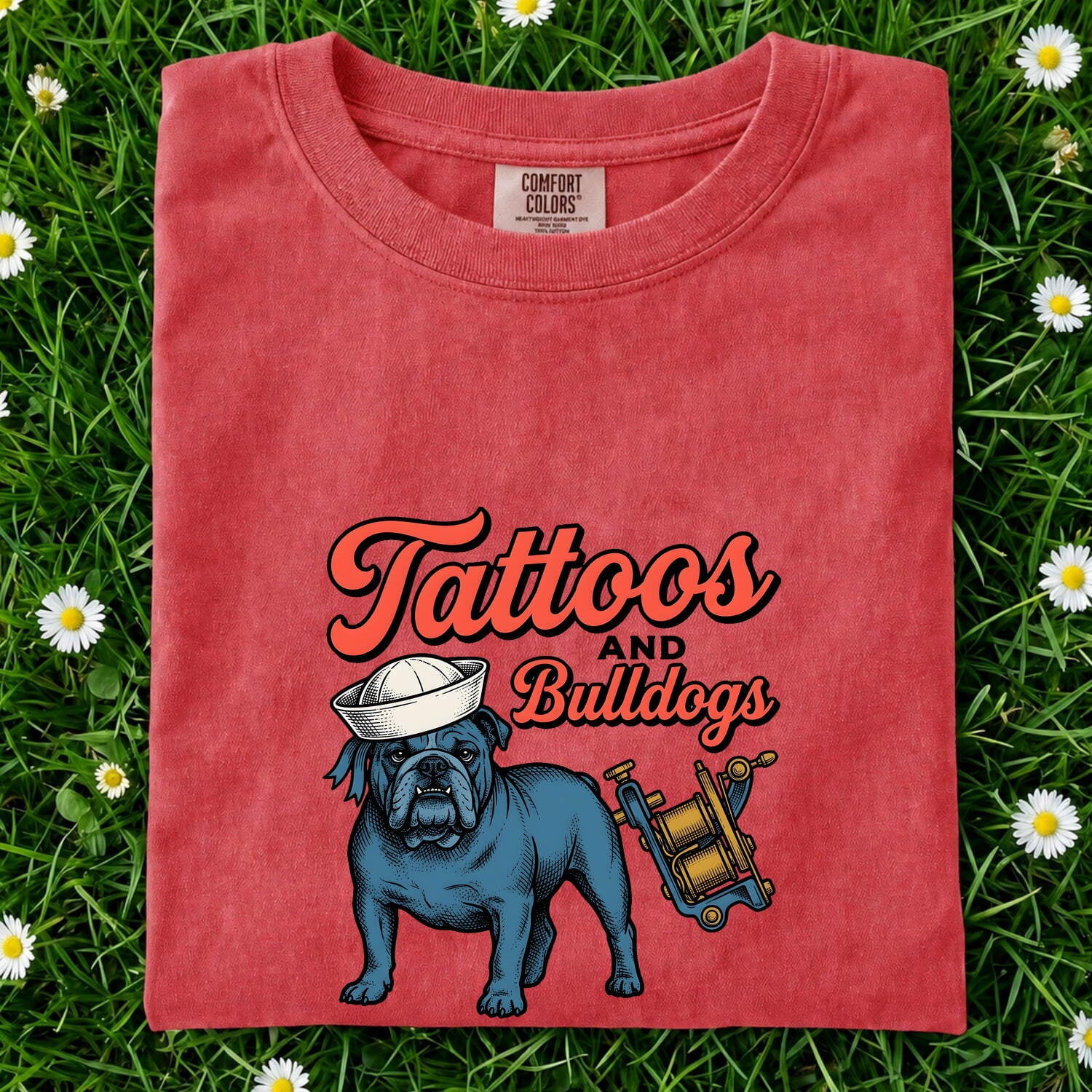 Bulldog Sailor Shirt Dog Tattoo Gift Women Vintage Tee Bulldog T-Shirt Dog Fan Vintage Tshirt Tattoo Design Retro Tattoo Machine Tshirt